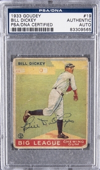 1933 Goudey #19 Bill Dickey Signed Rookie Card - PSA/DNA